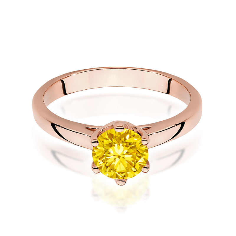 Inel Aur 14K cu Diamant Galben de Laborator 1.00 ct, imaginea 6 din 12
