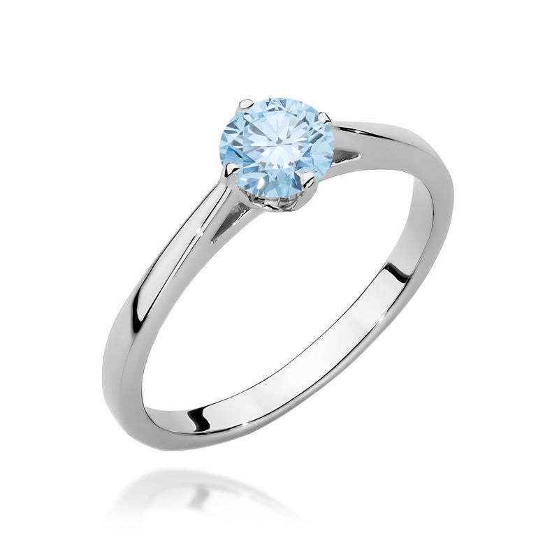 Inel Aur 14K cu Diamant Albastru de Laborator 0.50 ct, imaginea 9 din 12