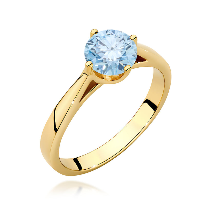 Inel Aur 14K cu Diamant Albastru de Laborator 1.00 ct — Aur galben