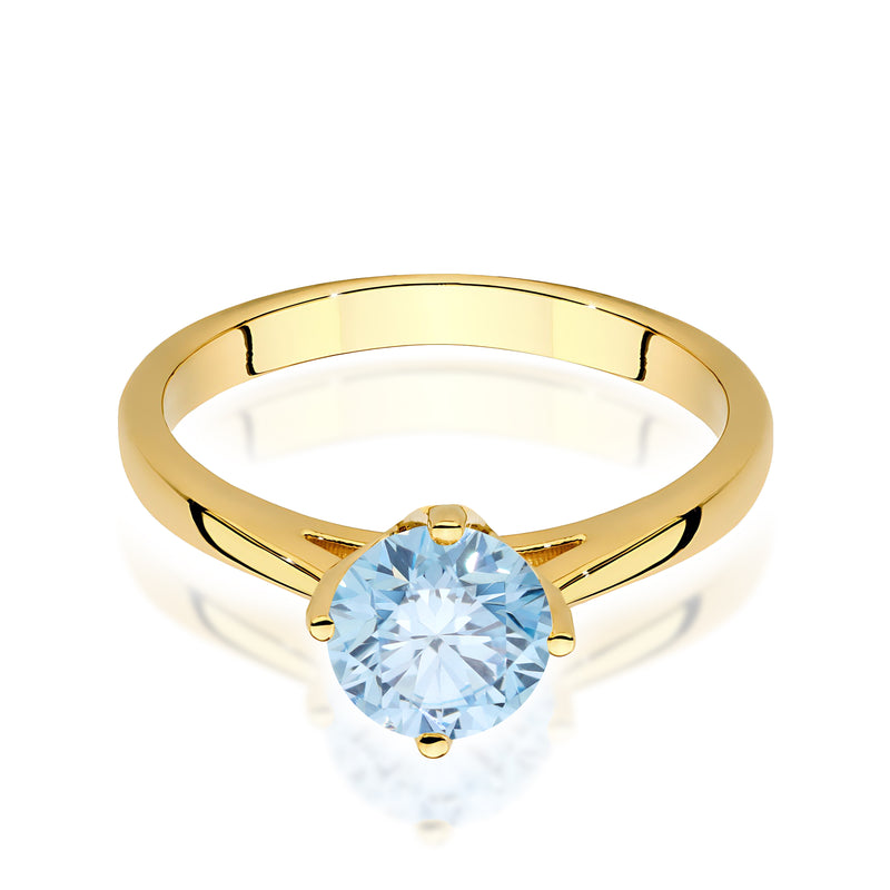 Inel Aur 14K cu Diamant Albastru de Laborator 1.00 ct, imaginea 2 din 12
