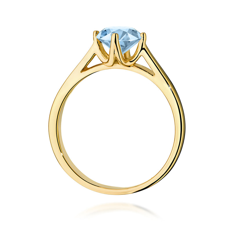 Inel Aur 14K cu Diamant Albastru de Laborator 1.00 ct, imaginea 3 din 12