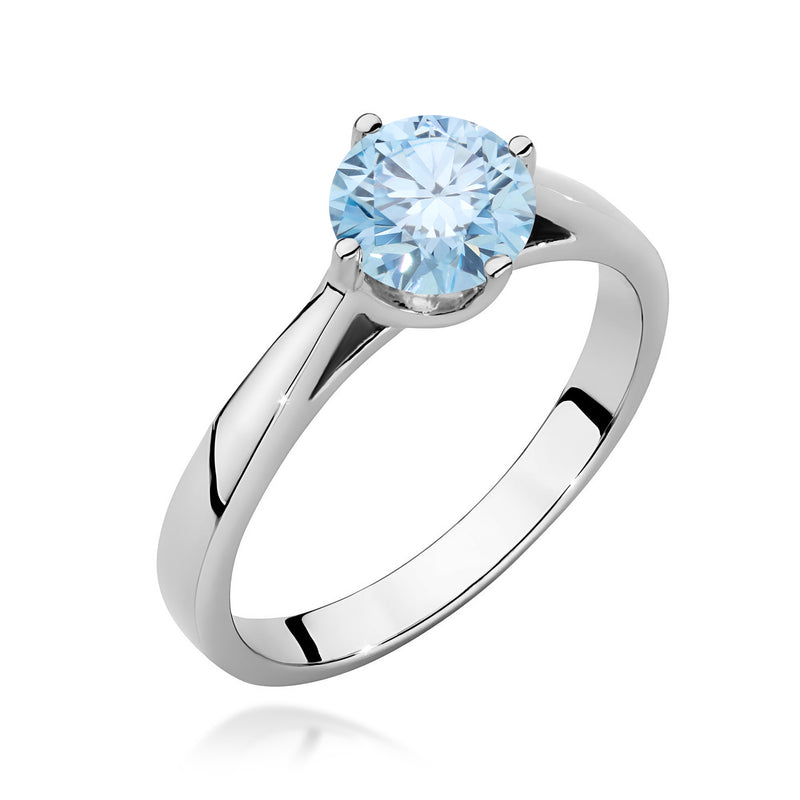 Inel Aur 14K cu Diamant Albastru de Laborator 1.00 ct, imaginea 9 din 12