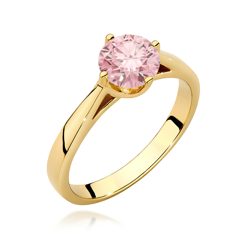 Inel Aur 14K cu Diamant Roz de Laborator 1.00 ct — Aur galben