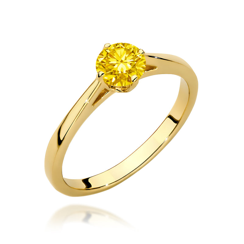 Inel Aur 14K cu Diamant Galben de Laborator 0.50 ct — Aur galben