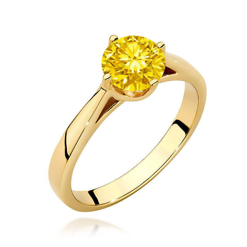 Inel Aur 14K cu Diamant Galben de Laborator 1.00 ct — Aur galben