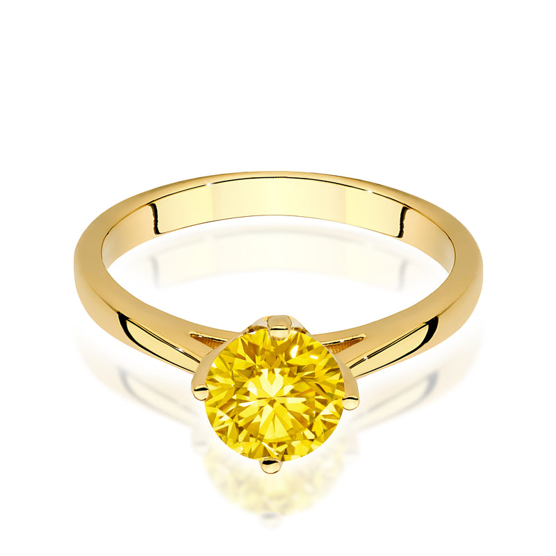 Inel Aur 14K cu Diamant Galben de Laborator 1.00 ct, imaginea 2 din 12