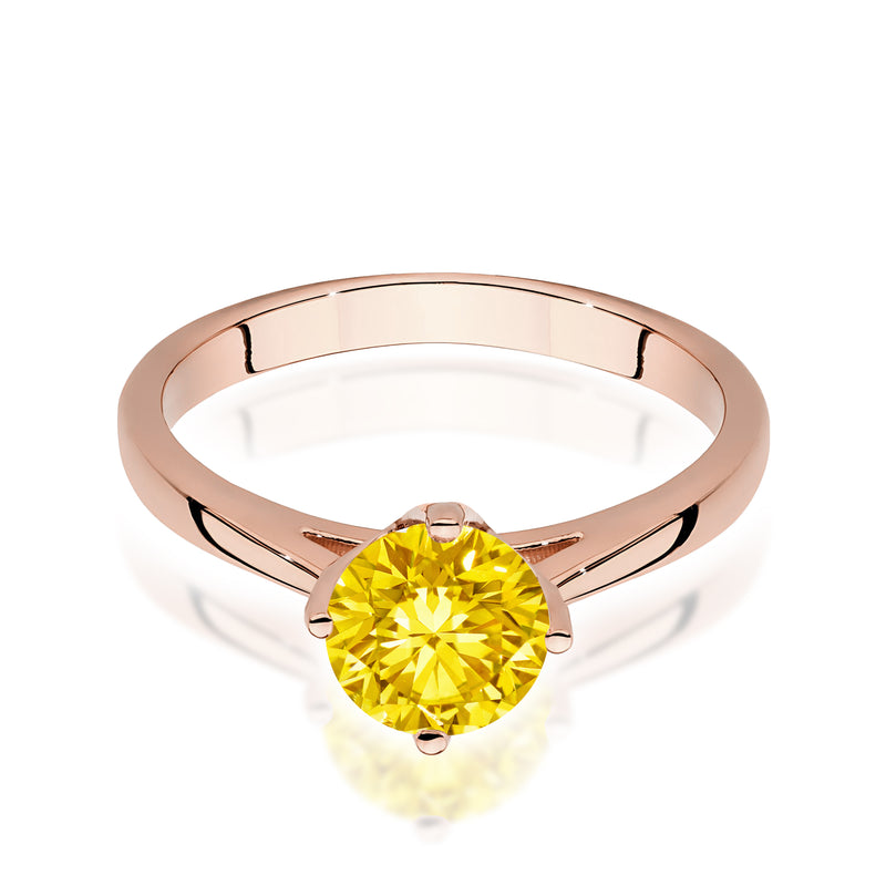 Inel Aur 14K cu Diamant Galben de Laborator 1.00 ct, imaginea 6 din 12