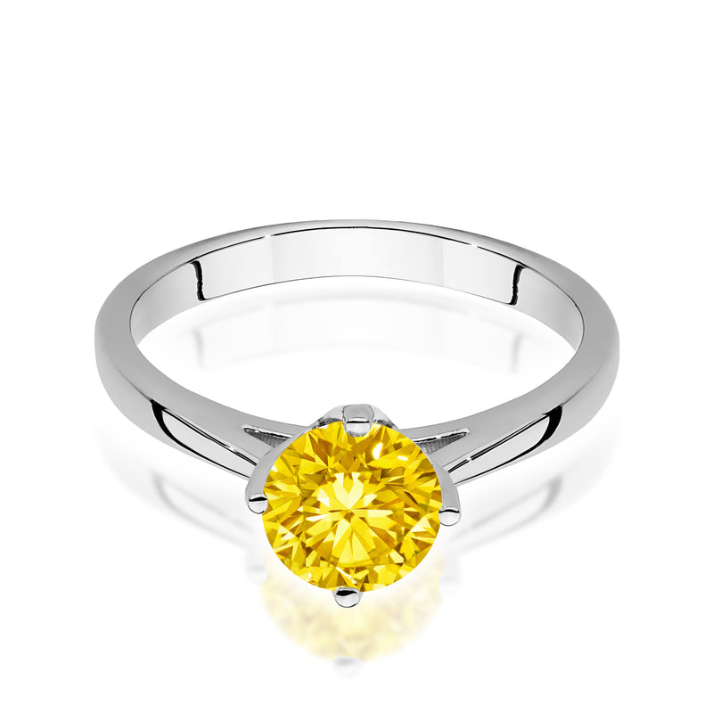 Inel Aur 14K cu Diamant Galben de Laborator 1.00 ct, imaginea 10 din 12