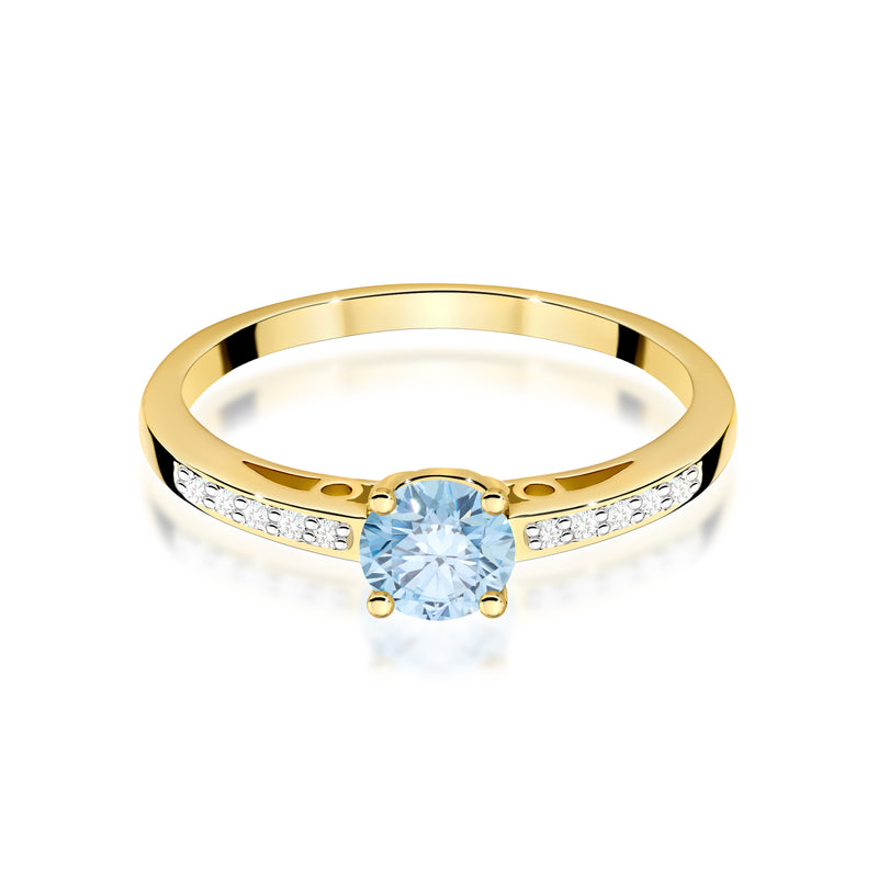 Inel Aur 9K cu Diamante Albastre de Laborator 0.55 ct, imaginea 2 din 8