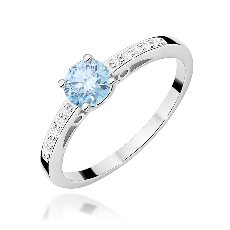 Inel Aur 9K cu Diamante Albastre de Laborator 0.55 ct, imaginea 5 din 8