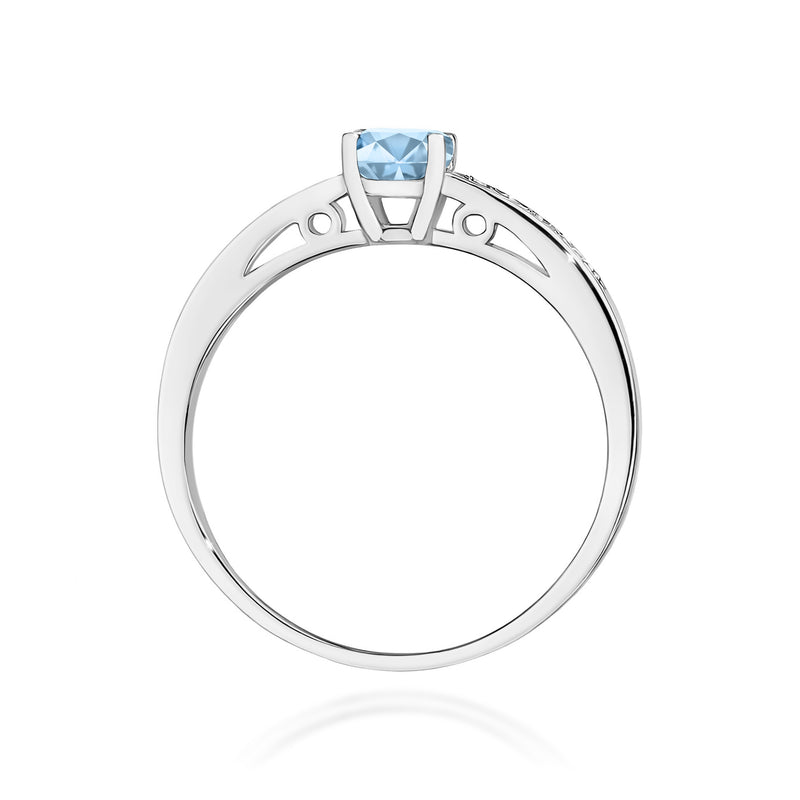 Inel Aur 9K cu Diamante Albastre de Laborator 0.55 ct, imaginea 7 din 8