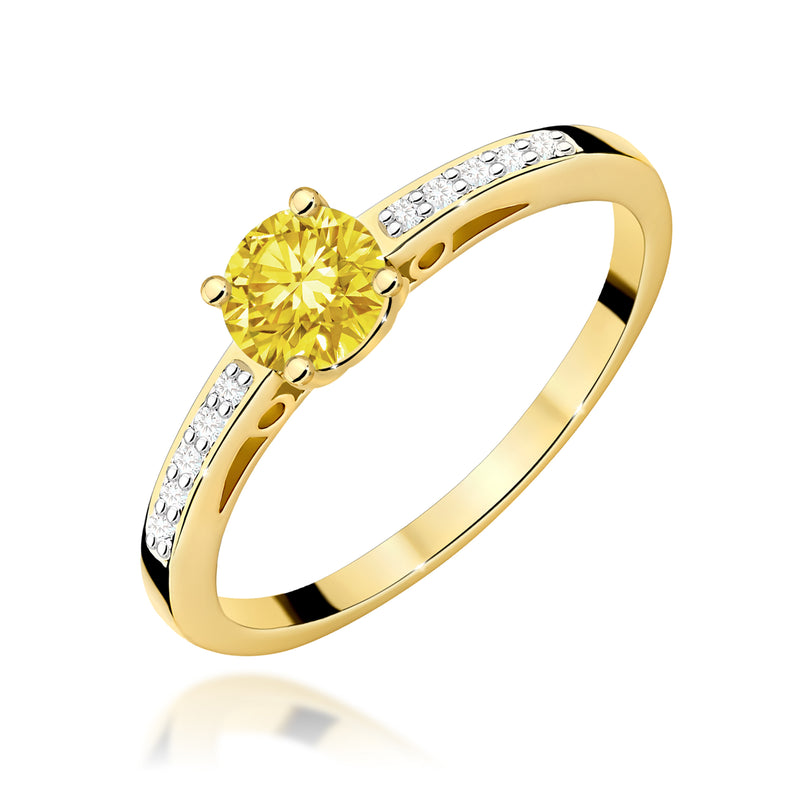 Inel Aur 9K cu Diamante Galbene de Laborator 0.55 ct — Aur galben