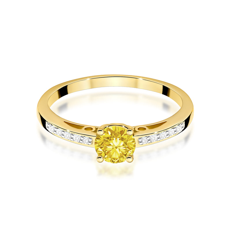 Inel Aur 9K cu Diamante Galbene de Laborator 0.55 ct, imaginea 2 din 8