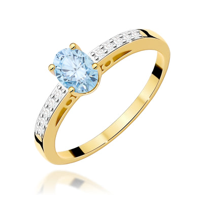 Inel Aur 9K cu Diamante Albastre de Laborator 0.55 ct
