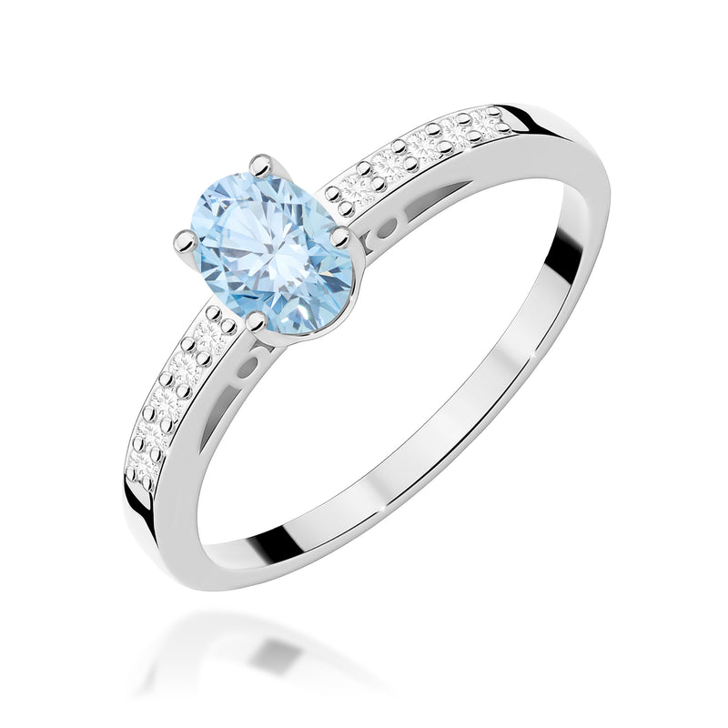 Inel Aur 9K cu Diamante Albastre de Laborator 0.55 ct, imaginea 4 din 6