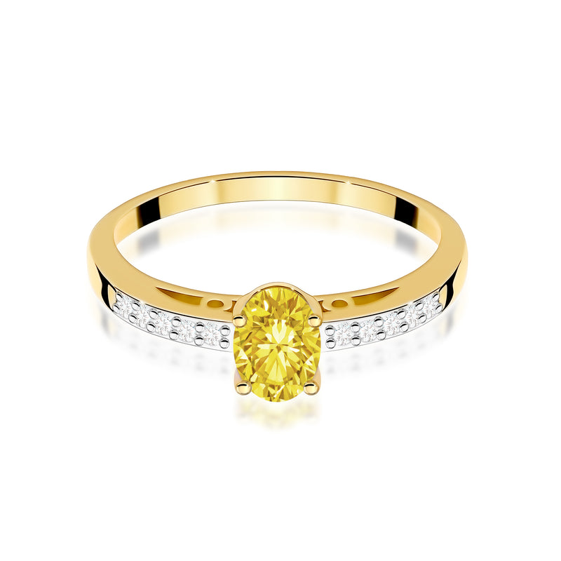 Inel Aur 9K cu Diamante Galbene de Laborator 0.55 ct, imaginea 2 din 6