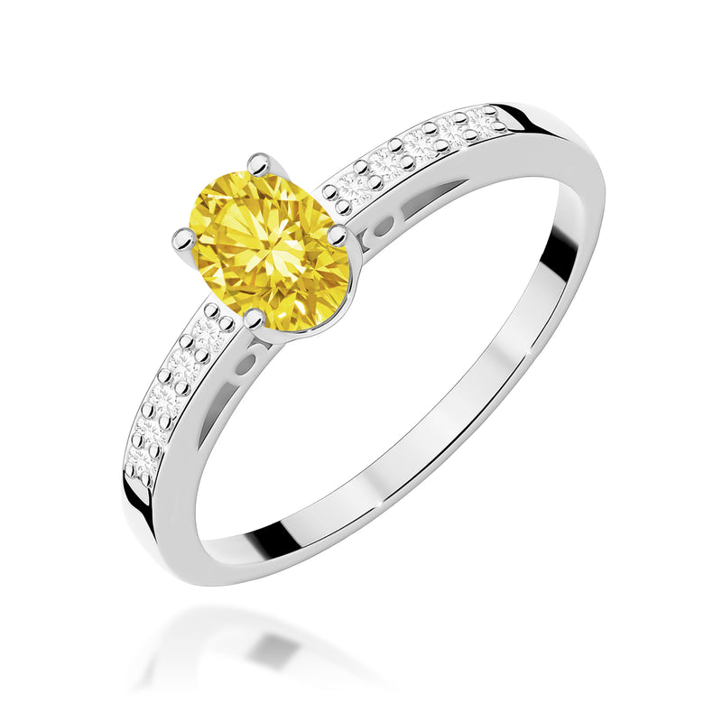 Inel Aur 9K cu Diamante Galbene de Laborator 0.55 ct, imaginea 4 din 6