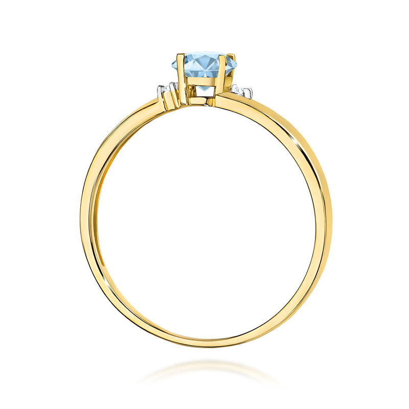Inel Aur 9K cu Diamante Albastre de Laborator 0.53 ct, imaginea 3 din 8