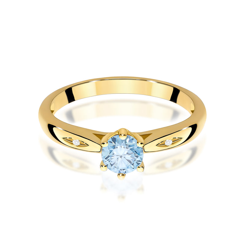Inel Aur 9K cu Diamante Albastre de Laborator 0.51 ct, imaginea 2 din 8