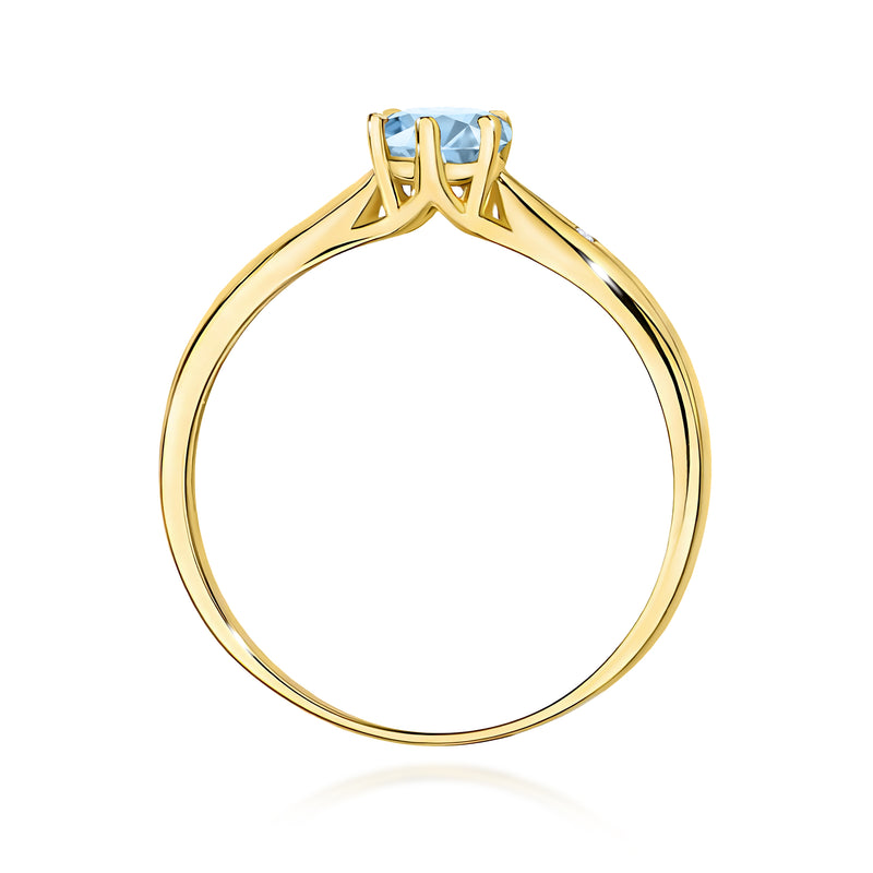 Inel Aur 9K cu Diamante Albastre de Laborator 0.51 ct, imaginea 3 din 8
