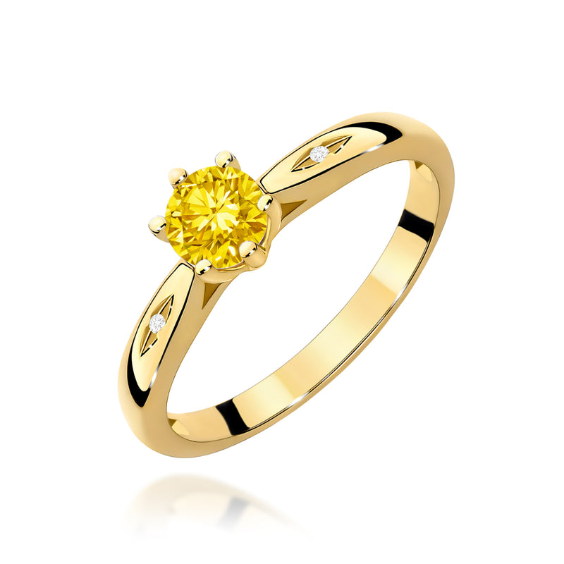 Inel Aur 9K cu Diamante Galbene de Laborator 0.51 ct — Aur galben