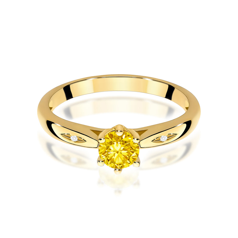 Inel Aur 9K cu Diamante Galbene de Laborator 0.51 ct, imaginea 2 din 8