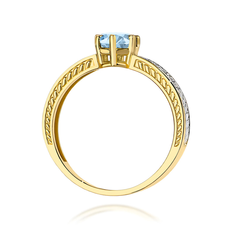 Inel Aur 9K cu Diamante Albastre de Laborator 0.58 ct, imaginea 3 din 8