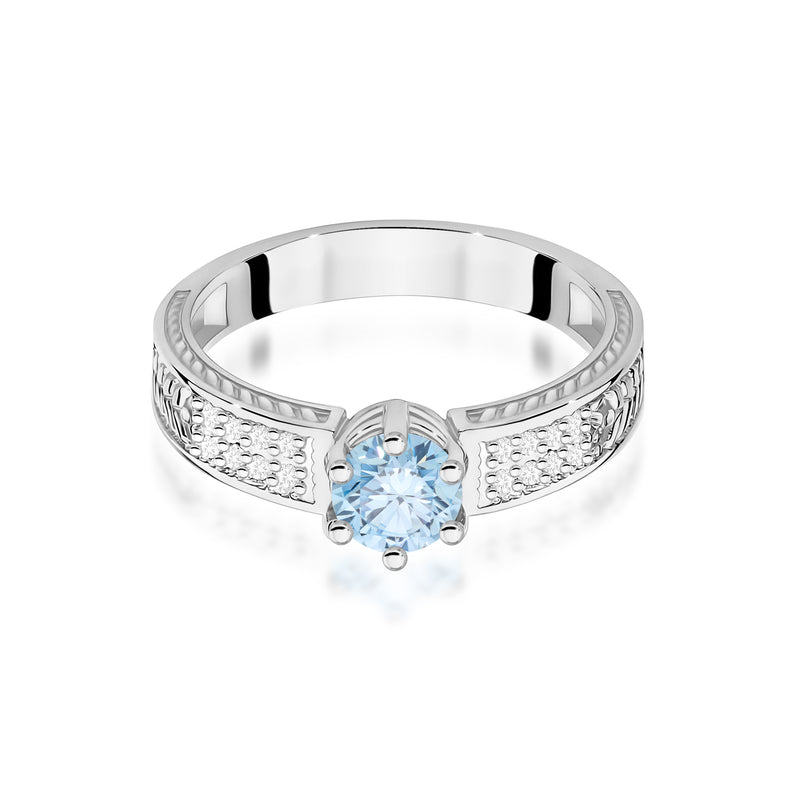 Inel Aur 9K cu Diamante Albastre de Laborator 0.58 ct, imaginea 6 din 8