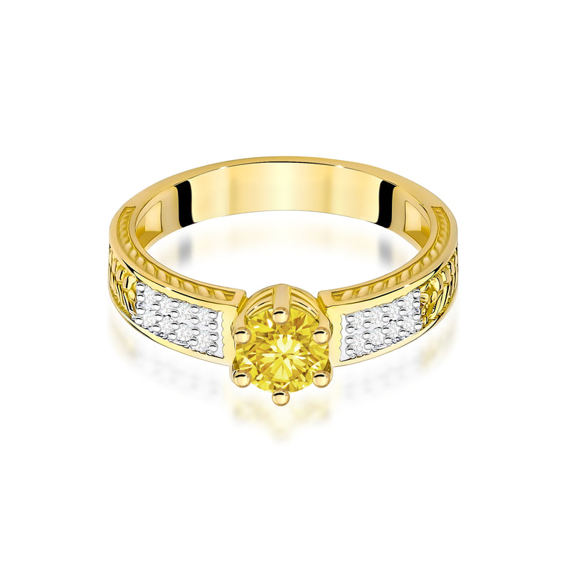 Inel Aur 9K cu Diamante Galbene de Laborator 0.58 ct, imaginea 2 din 8