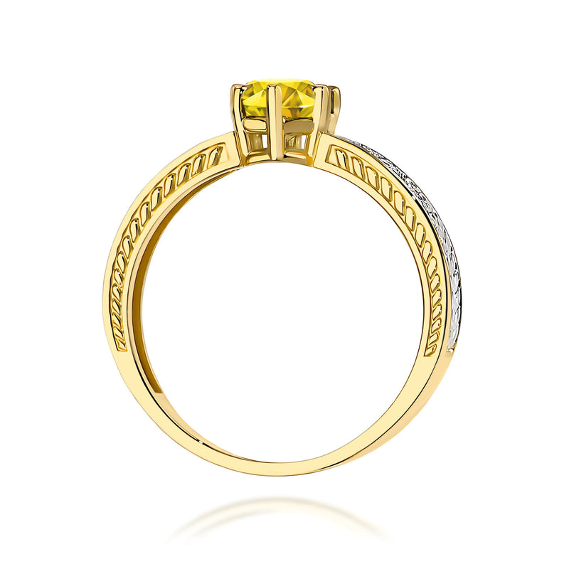 Inel Aur 9K cu Diamante Galbene de Laborator 0.58 ct, imaginea 3 din 8