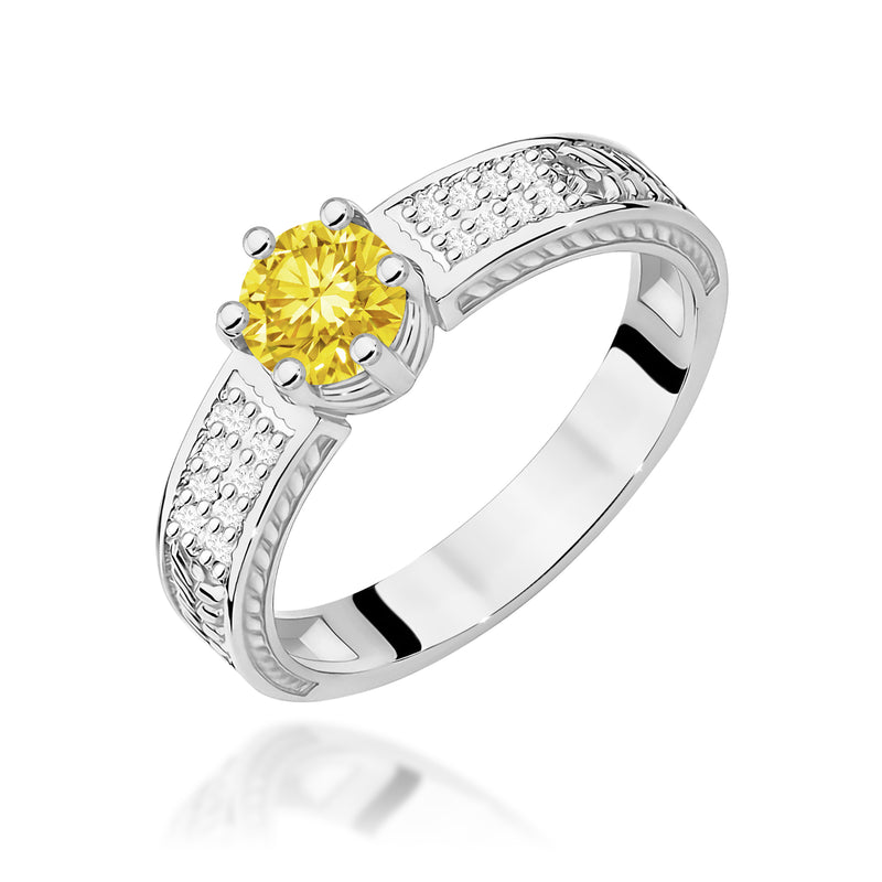 Inel Aur 9K cu Diamante Galbene de Laborator 0.58 ct, imaginea 5 din 8