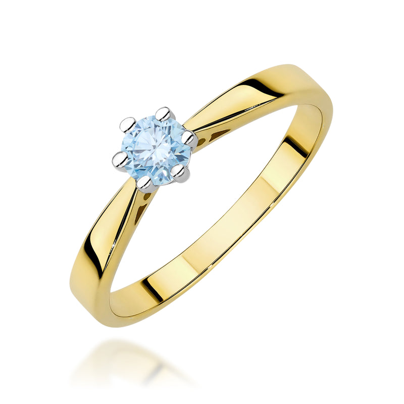 Inel Aur 9K cu Diamant Albastru de Laborator 0.30 ct — Aur galben