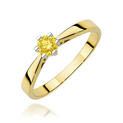 Inel Aur 9K cu Diamant Galben de Laborator 0.30 ct
