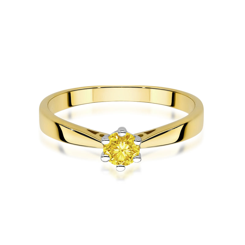 Inel Aur 9K cu Diamant Galben de Laborator 0.30 ct, imaginea 2 din 8