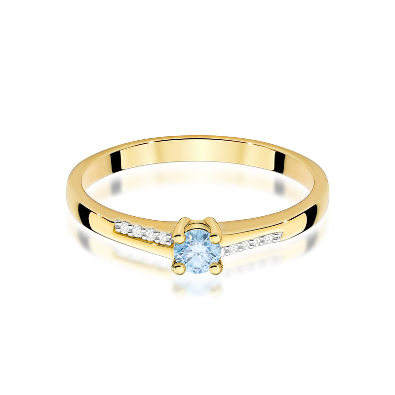 Inel Aur 9K cu Diamante Albastre de Laborator 0.19 ct, imaginea 2 din 8