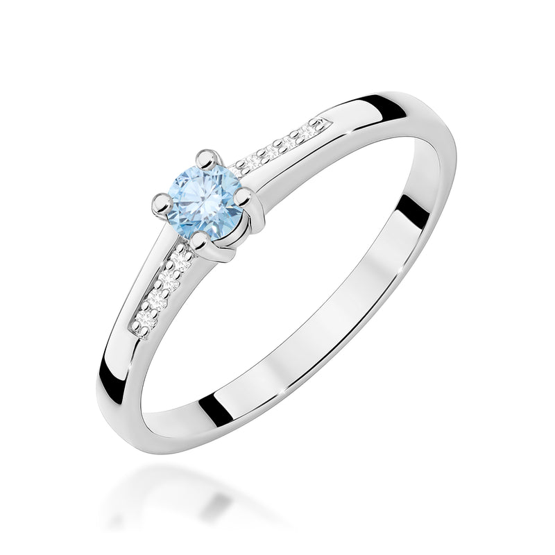 Inel Aur 9K cu Diamante Albastre de Laborator 0.19 ct, imaginea 5 din 8