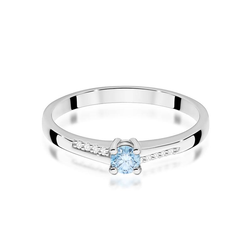 Inel Aur 9K cu Diamante Albastre de Laborator 0.19 ct, imaginea 6 din 8