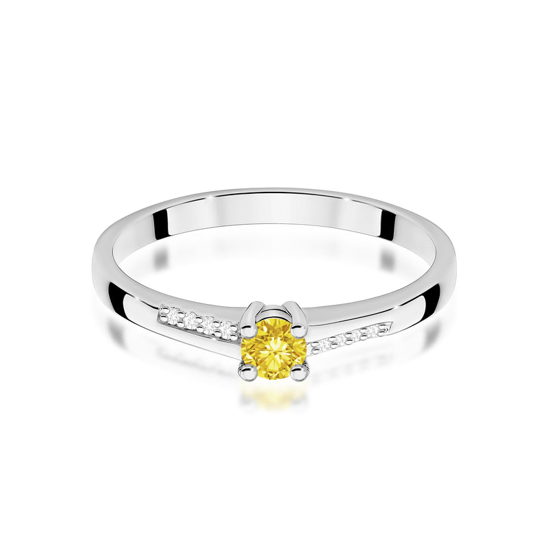 Inel Aur 9K cu Diamante Galbene de Laborator 0.19 ct, imaginea 6 din 8