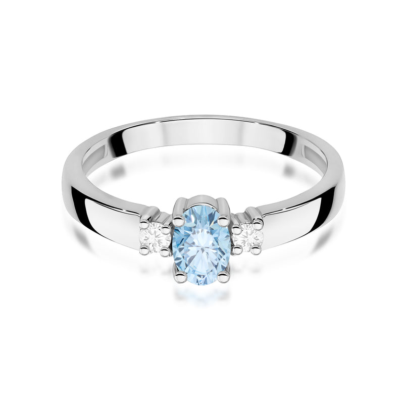 Inel Aur 9K cu Diamante Albastre de Laborator 0.58 ct, imaginea 6 din 8