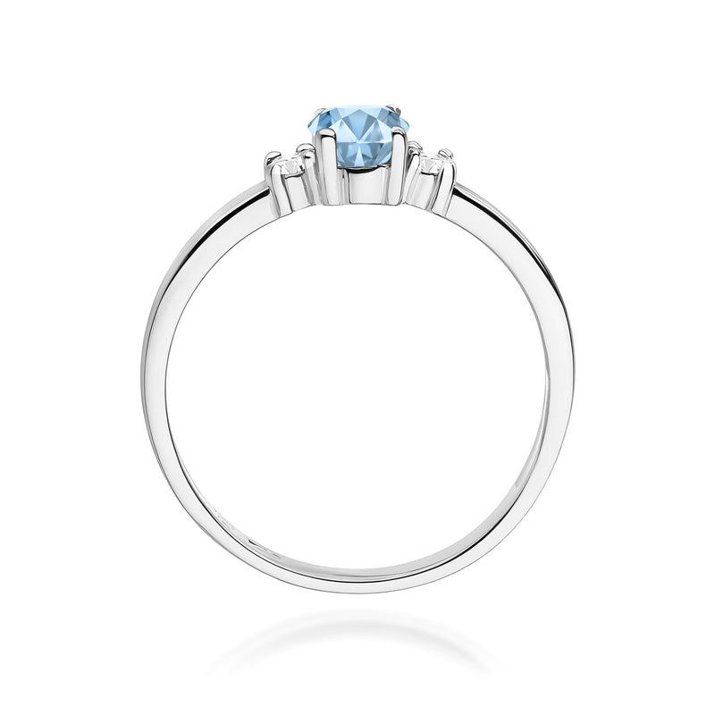 Inel Aur 9K cu Diamante Albastre de Laborator 0.58 ct, imaginea 7 din 8