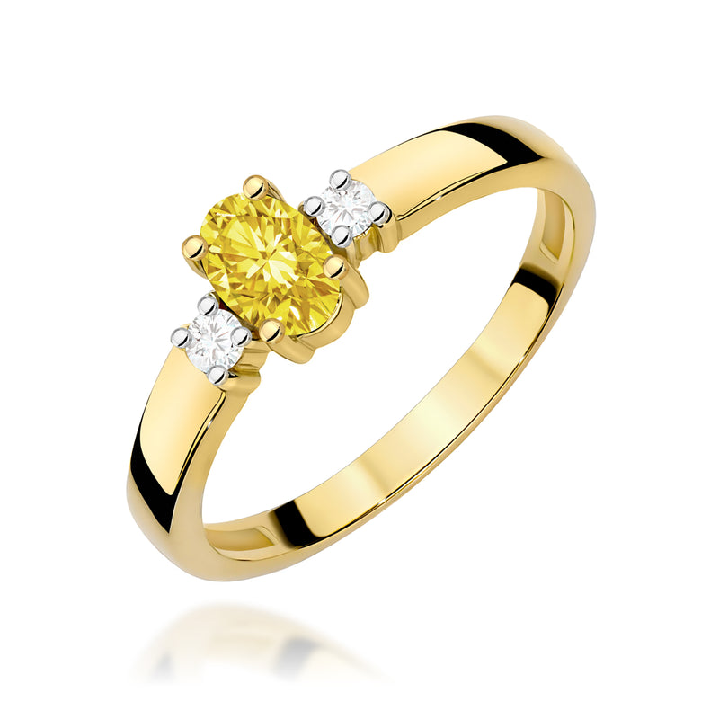Inel Aur 9K cu Diamante Galbene de Laborator 0.58 ct — Aur galben