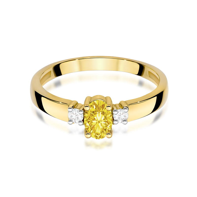 Inel Aur 9K cu Diamante Galbene de Laborator 0.58 ct, imaginea 2 din 8