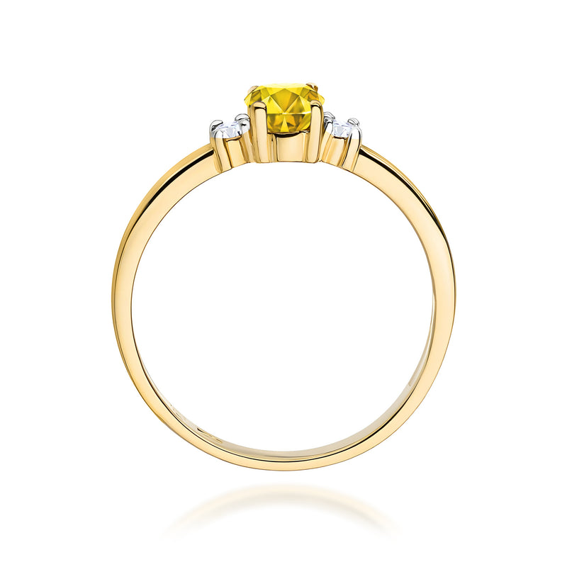 Inel Aur 9K cu Diamante Galbene de Laborator 0.58 ct, imaginea 3 din 8