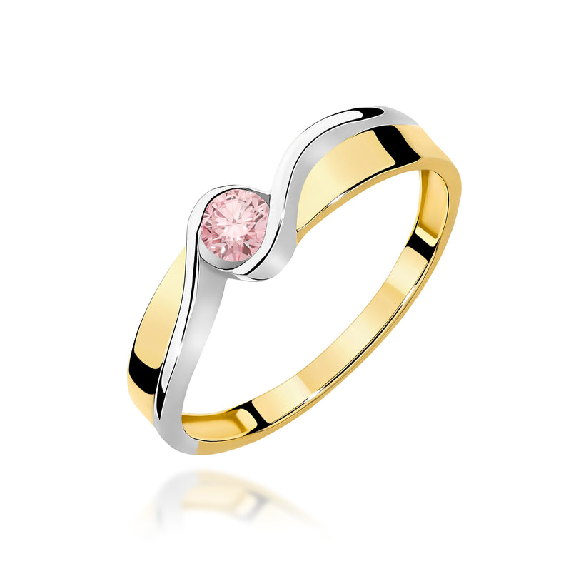 Inel Aur 9K cu Diamant Roz de Laborator 0.15 ct — Aur galben