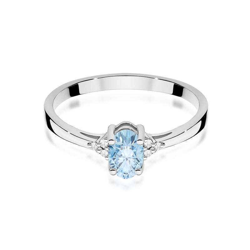Inel Aur 9K cu Diamante Albastre de Laborator 0.65 ct, imaginea 6 din 8