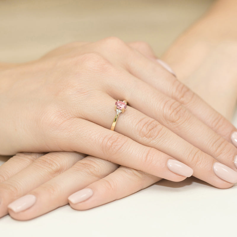 Inel Aur 9K cu Diamante Roz de Laborator 0.65 ct, imaginea 4 din 8