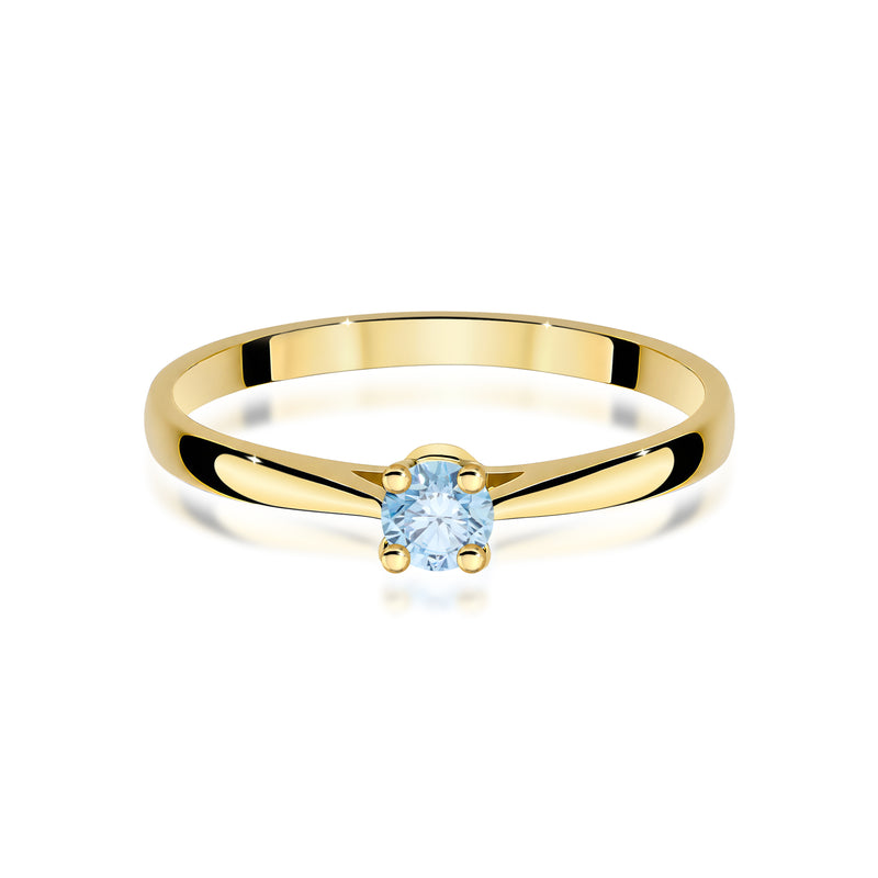 Inel Aur 9K cu Diamant Albastru de Laborator 0.15 ct, imaginea 2 din 8