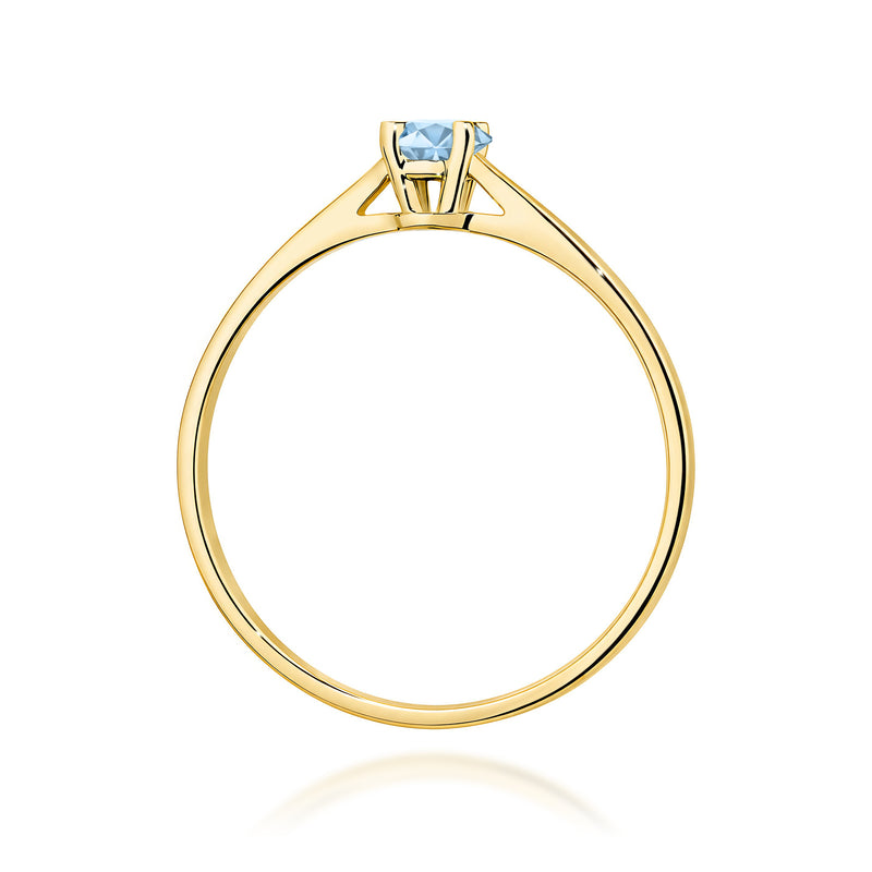 Inel Aur 9K cu Diamant Albastru de Laborator 0.15 ct, imaginea 3 din 8