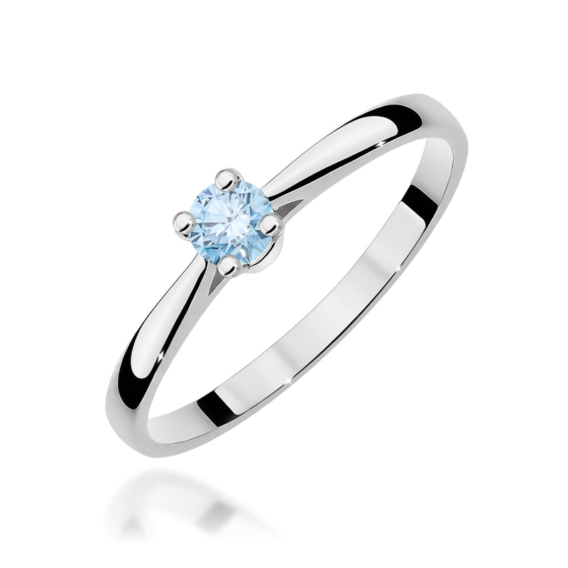 Inel Aur 9K cu Diamant Albastru de Laborator 0.15 ct, imaginea 5 din 8