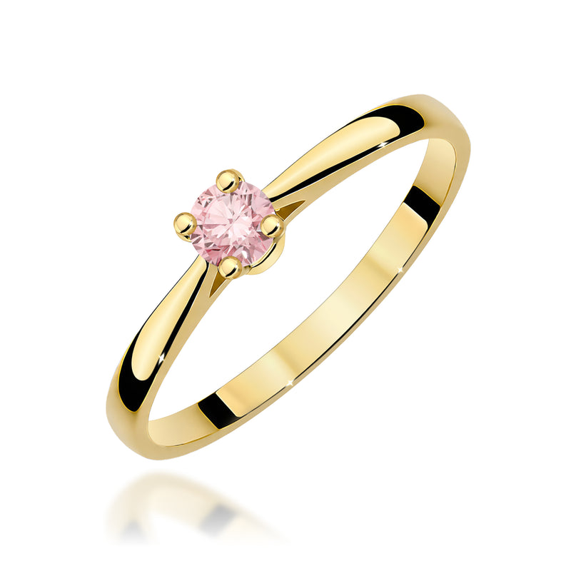 Inel Aur 9K cu Diamant Roz de Laborator 0.15 ct — Aur galben